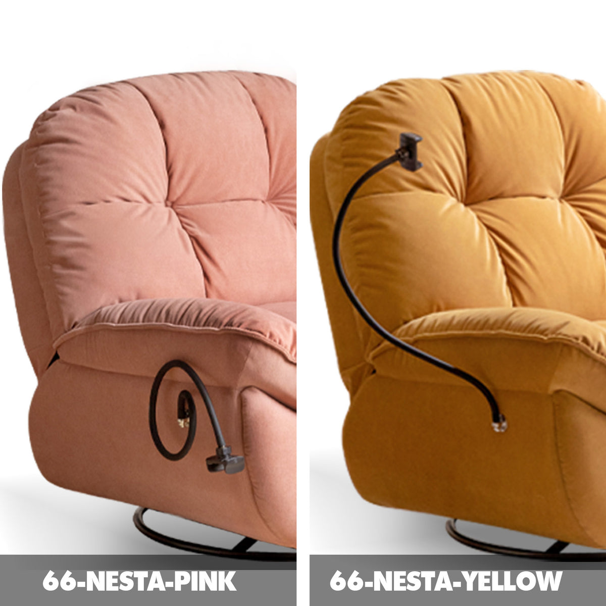 Cream Cat Scratch Resistant Fabric Electric Recliner 1 Seater Sofa With Phone Holder NESTA Color Swatches