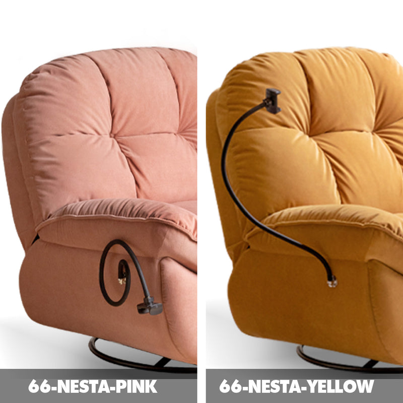 Cream Cat Scratch Resistant Fabric Electric Recliner 1 Seater Sofa With Phone Holder NESTA Color Swatches