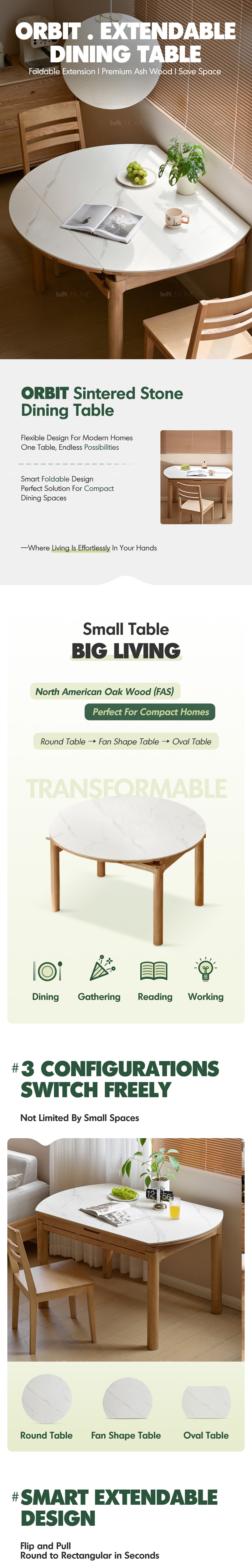 Scandinavian Oak Wood Sintered Stone Extendable Round Dining Table ORBIT Good to Know - 1