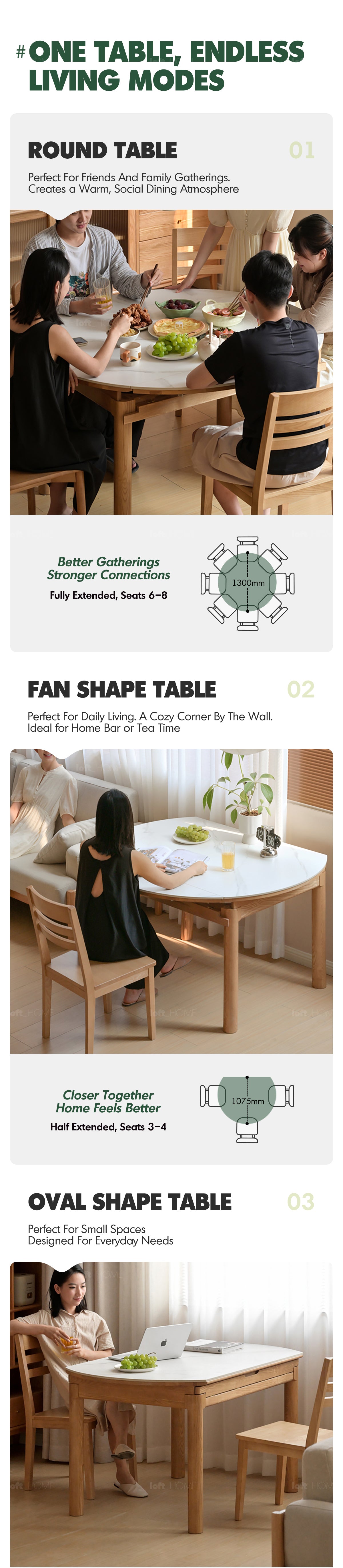 Scandinavian Oak Wood Sintered Stone Extendable Round Dining Table ORBIT Good to Know - 3