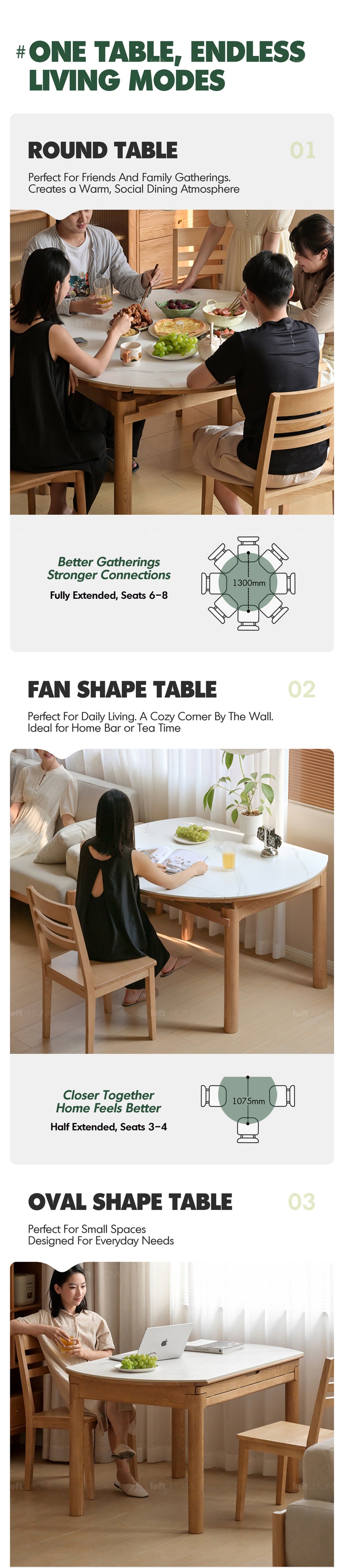 Scandinavian Oak Wood Sintered Stone Extendable Round Dining Table ORBIT Good to Know - 3