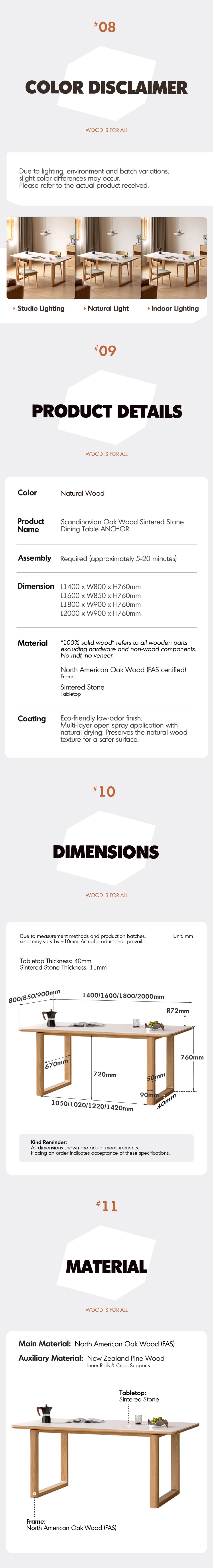 Scandinavian Oak Wood Sintered Stone Dining Table ANCHOR More Details and Instruction_7