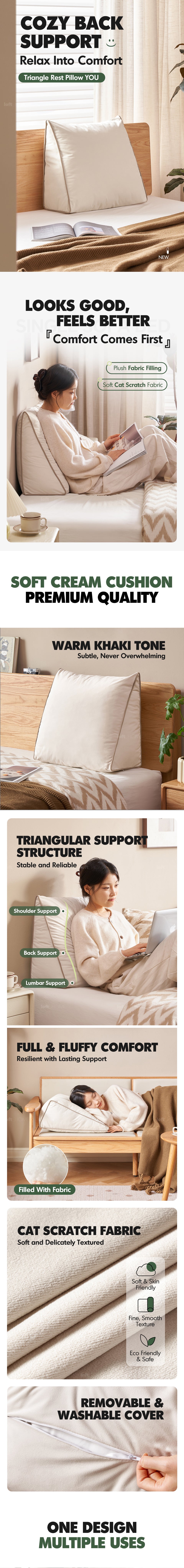 Modern Cat Scratch Resistant Fabric Triangle Rest Pillow YOU More Details and Instruction