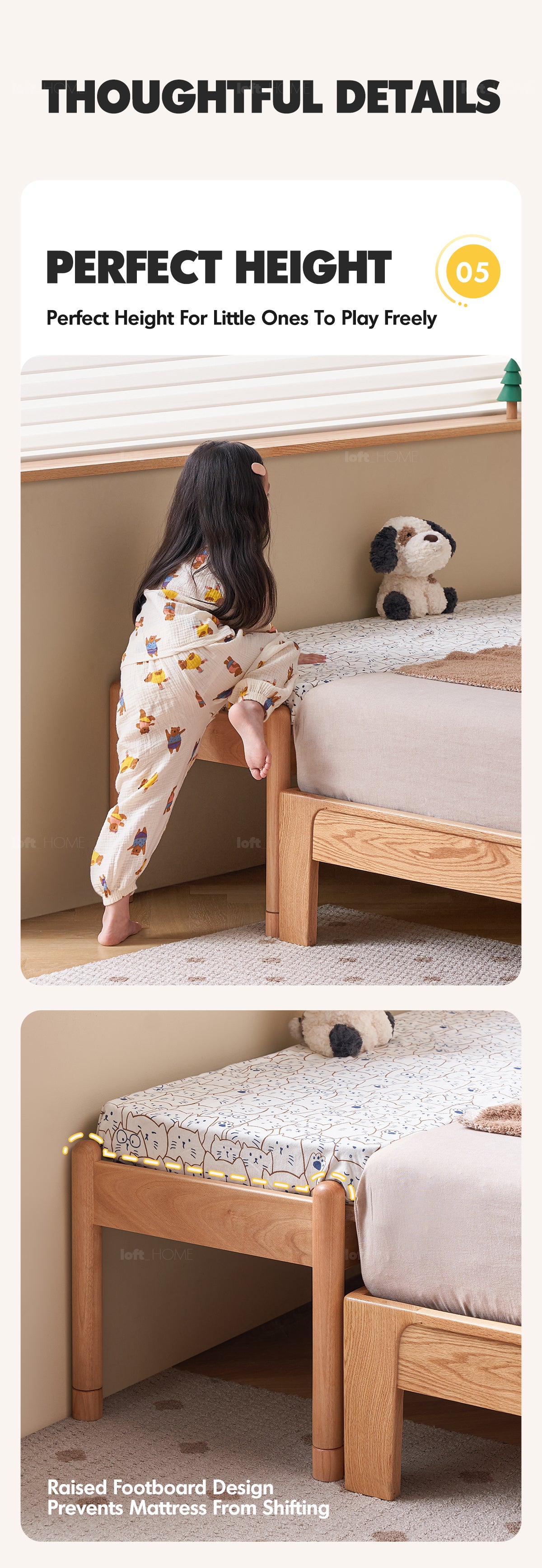Scandinavian Birch Wood Kids Sidecar Bed With Mattress Set MIKA Good to Know - 4