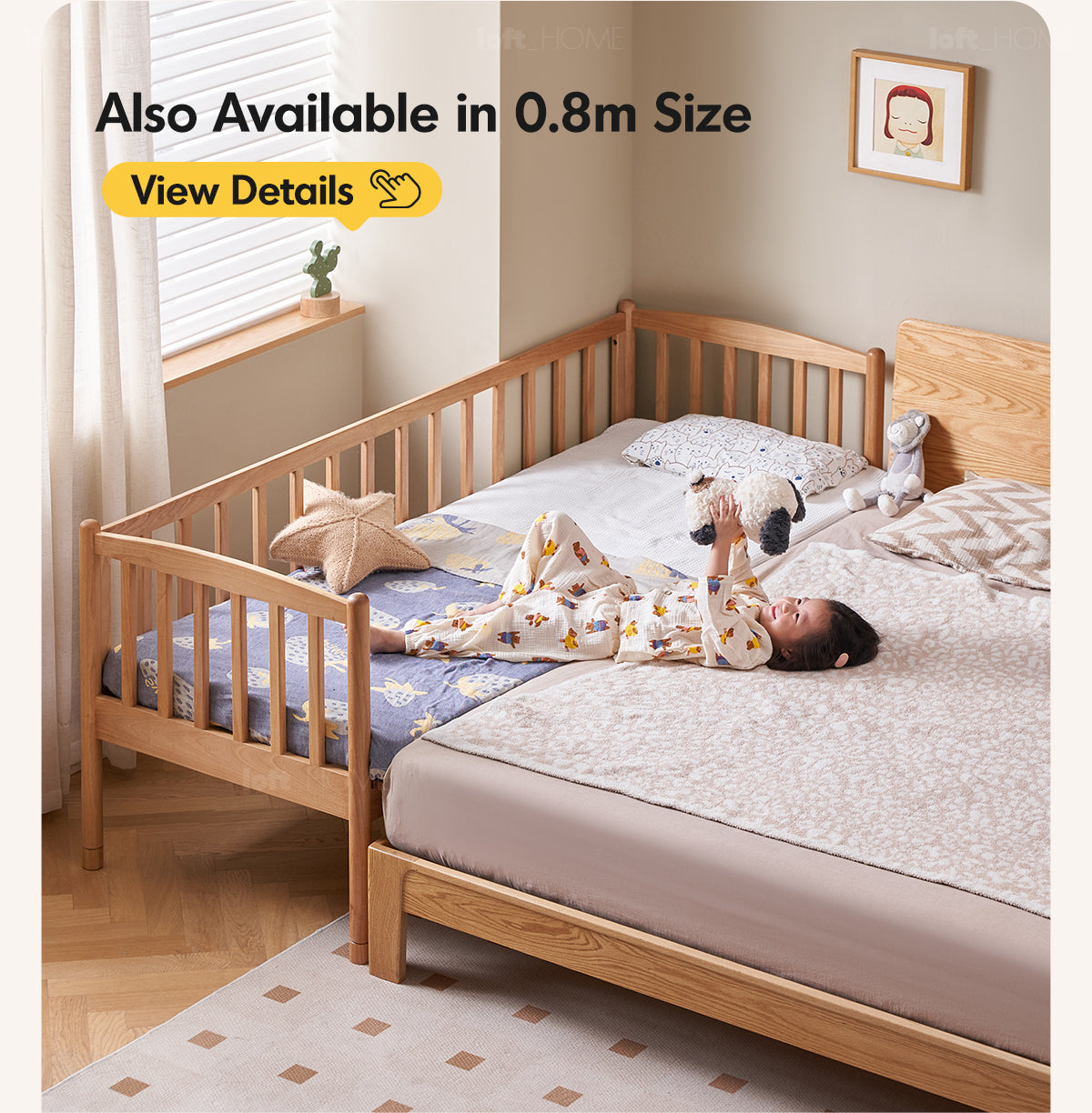 Scandinavian Birch Wood Kids Sidecar Bed With Mattress Set MIKA Good to Know - 5