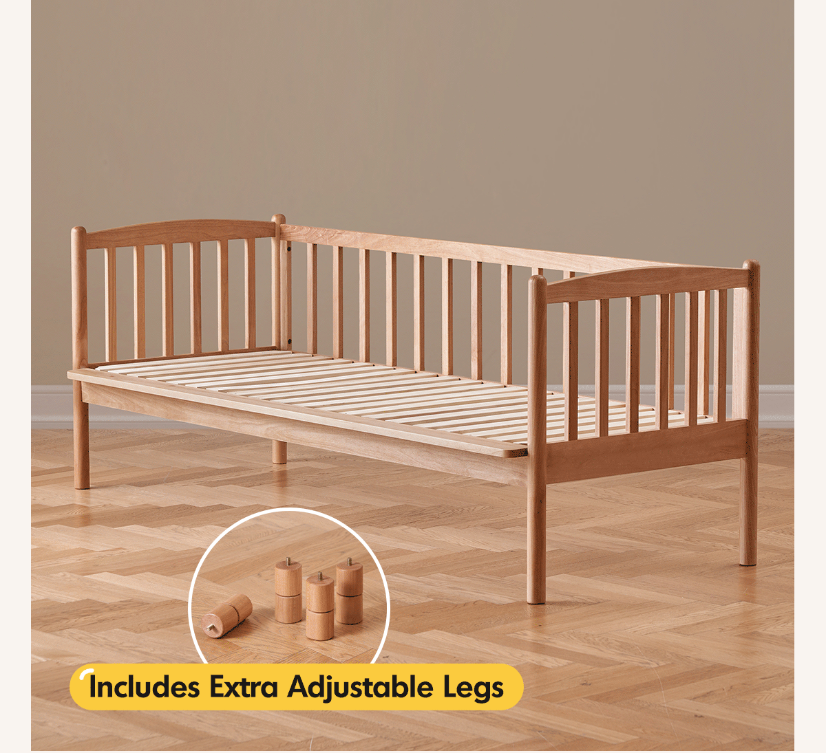 Scandinavian Birch Wood Kids Sidecar Bed With Mattress Set MYKA Good to Know - 3