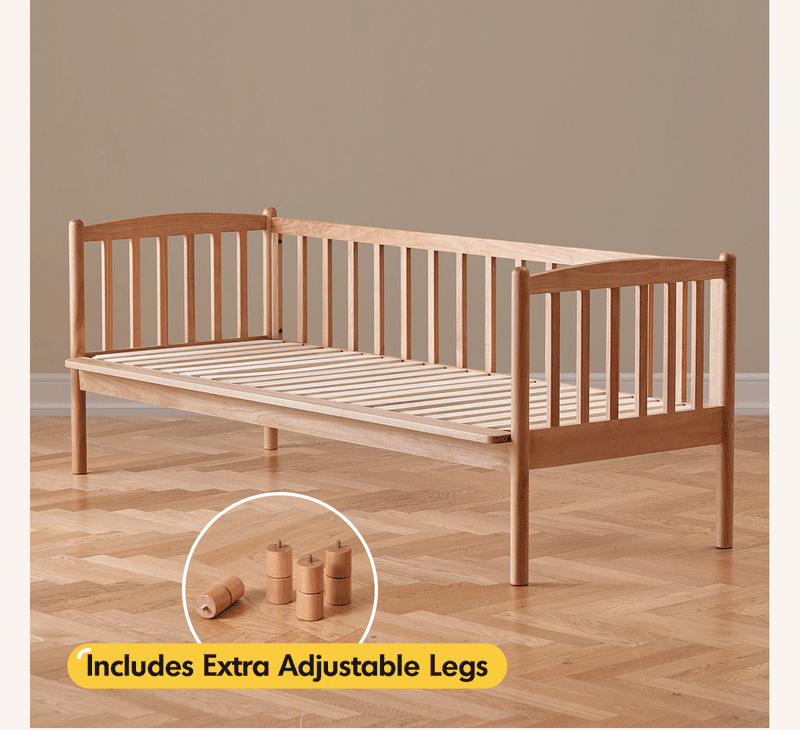 Scandinavian Birch Wood Kids Sidecar Bed With Mattress Set MYKA Good to Know - 3
