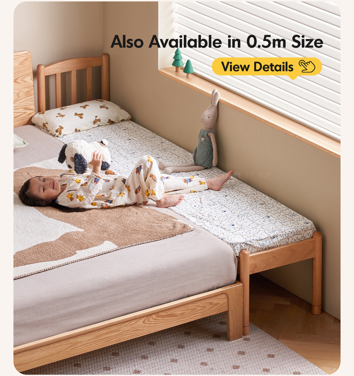 Scandinavian Birch Wood Kids Sidecar Bed With Mattress Set MYKA Good to Know - 6