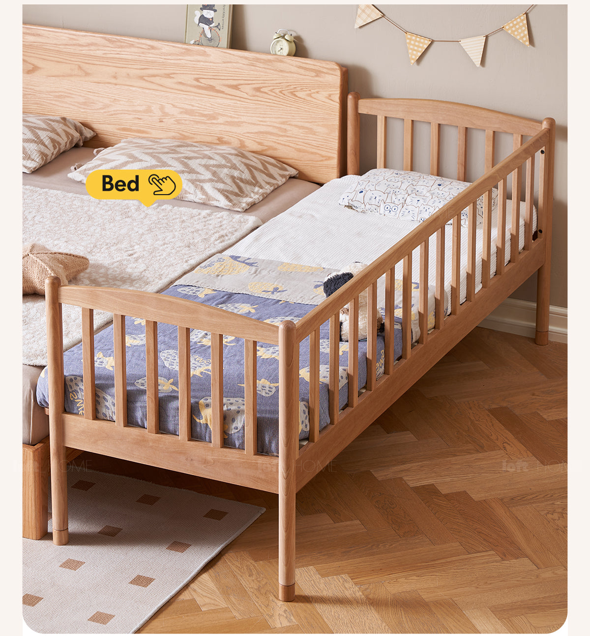 Scandinavian Birch Wood Kids Sidecar Bed With Mattress Set MYKA Good to Know - 8