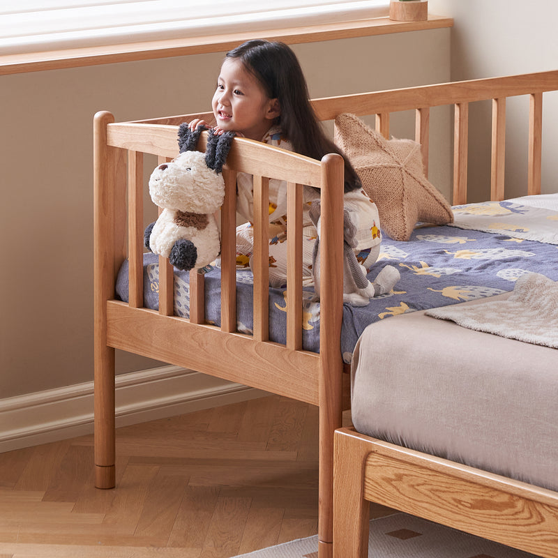 Scandinavian Birch Wood Kids Sidecar Bed With Mattress Set MYKA Color Swatches