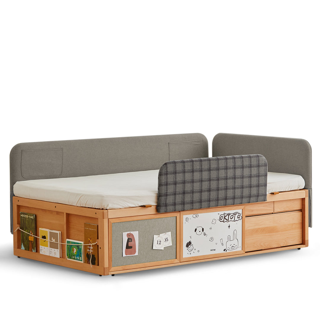 Scandinavian Beech Wood Kids Storage Bed BARRA