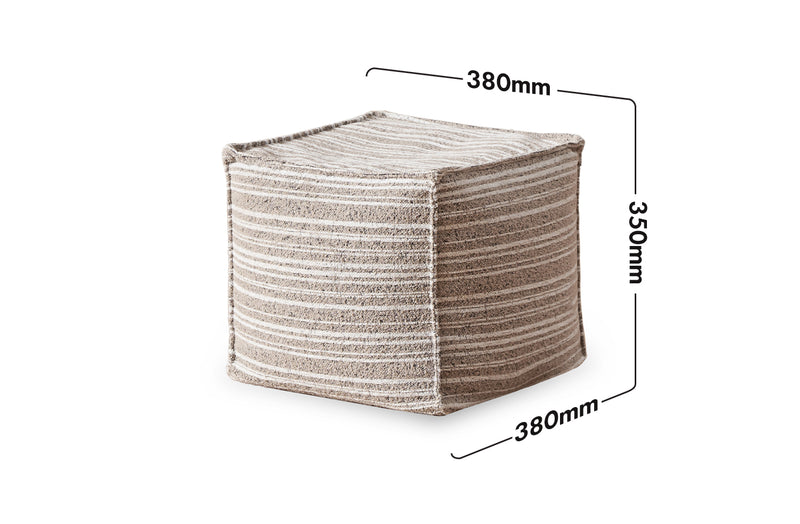 Cream Chenille Velvet Fabric Ottoman STRIPE Size Chart