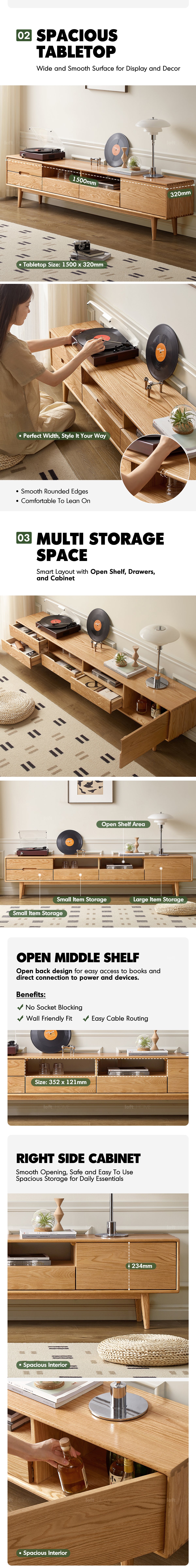 Scandinavian Oak Wood TV Console BERRY Good to Know - 3