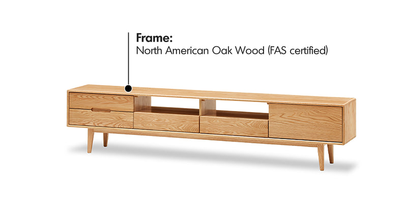 Scandinavian Oak Wood TV Console BERRY Material Details Chart
