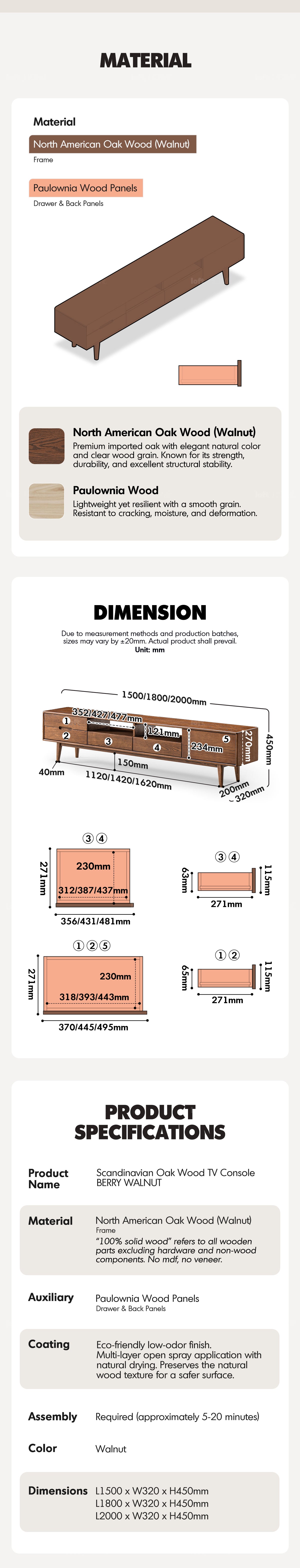 Japandi Oak Wood TV Console BERRY WALNUT Good to Know - 9