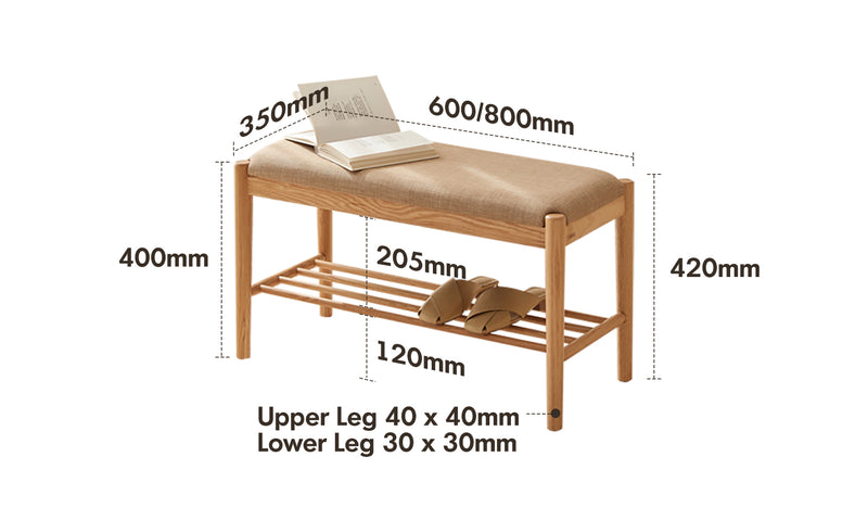 Scandinavian Oak Wood Shoe Changing Bench FUJI Size Chart