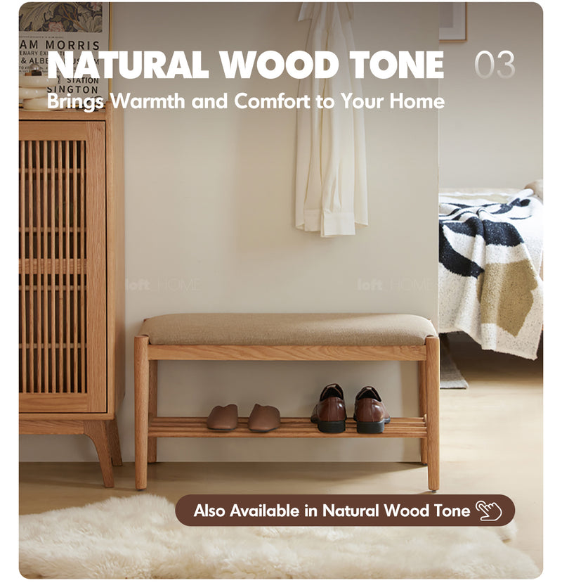 Japandi Oak Wood Shoe Changing Bench FUJI WALNUT Good to Know - 3