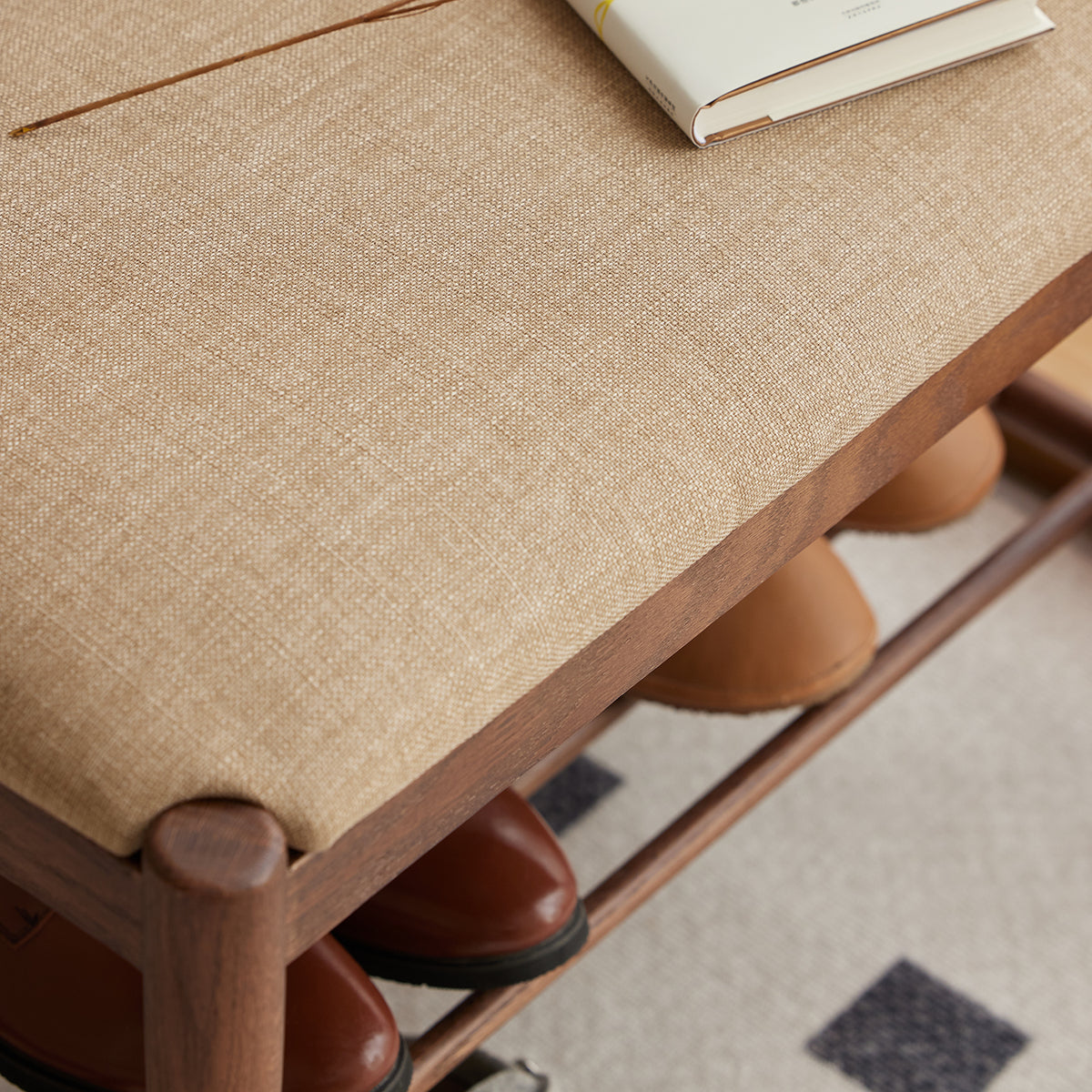 Japandi Oak Wood Shoe Changing Bench FUJI WALNUT Color Swatches