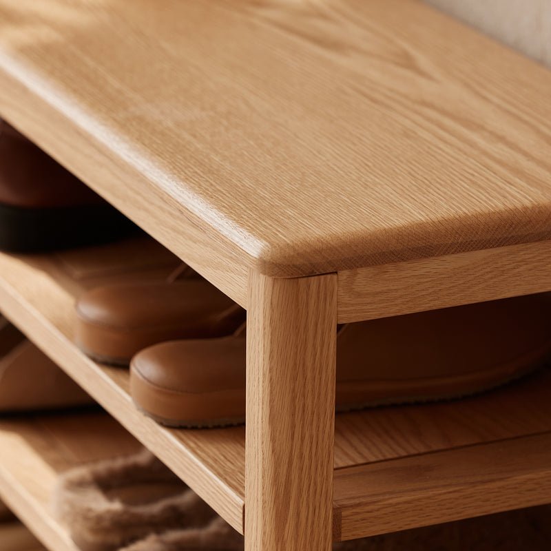 Scandinavian Oak Wood Shoe Shelf FUJI Color Swatches