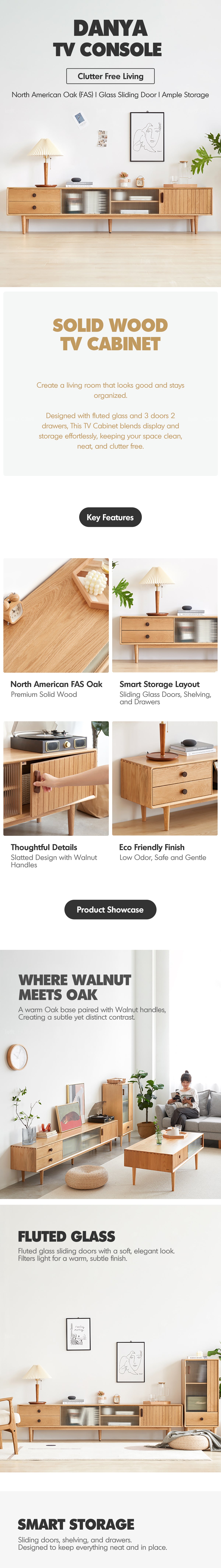 Scandinavian Oak Wood TV Console DANYA Good to Know - 1