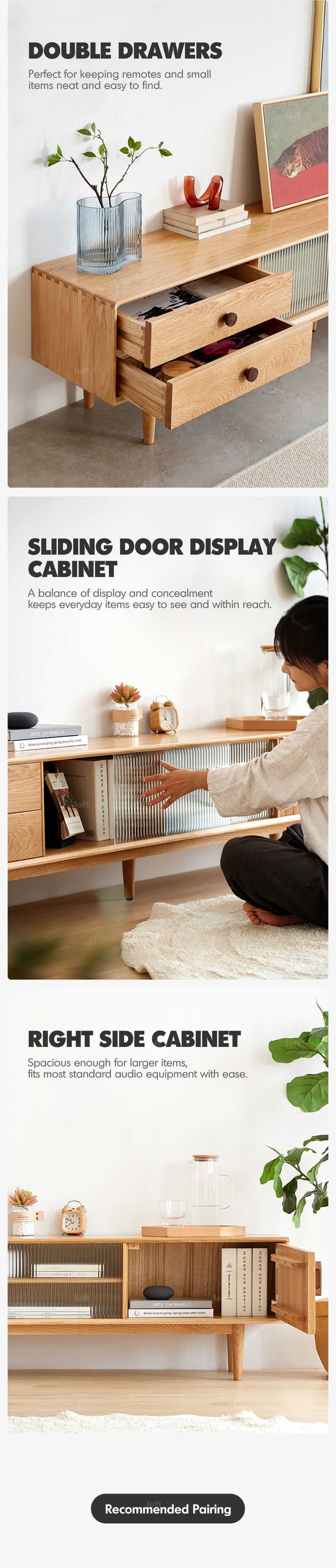 Scandinavian Oak Wood TV Console DANYA Good to Know - 3