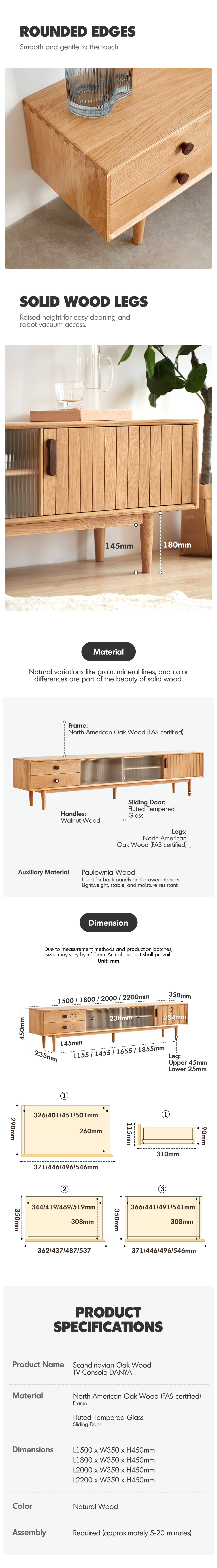 Scandinavian Oak Wood TV Console DANYA Good to Know - 7