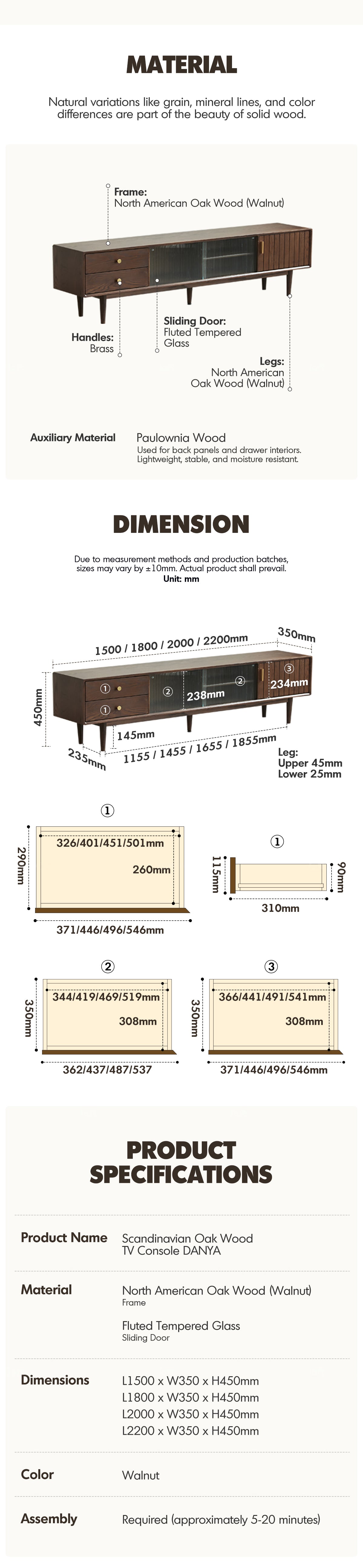 Scandinavian Oak Wood TV Console DANYA WALNUT Good to Know - 8