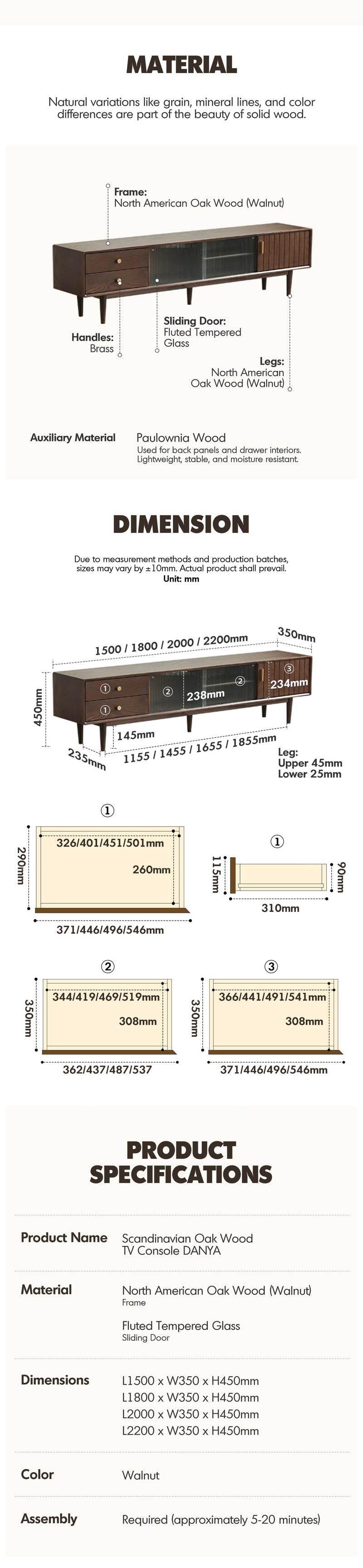 Scandinavian Oak Wood TV Console DANYA WALNUT Good to Know - 8