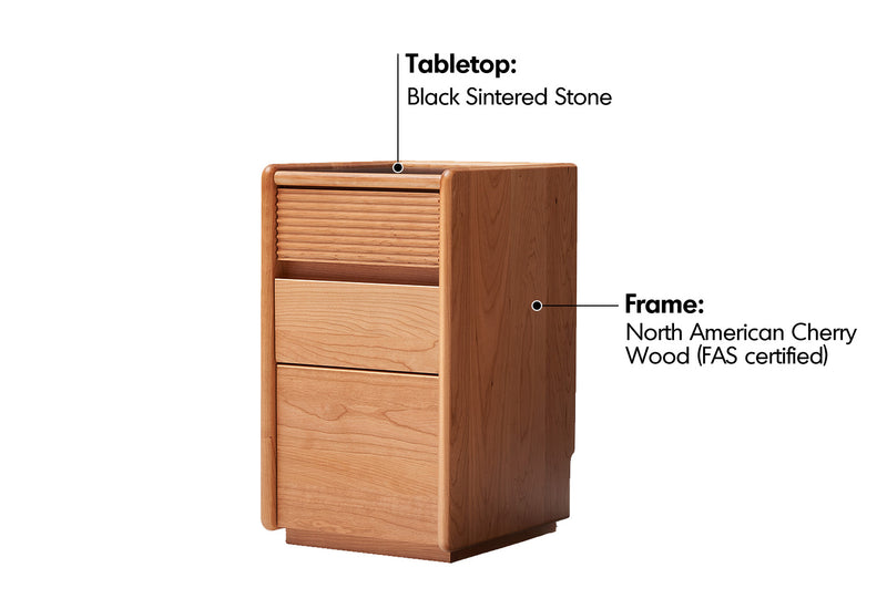 Scandinavian Cherry Wood Side Table AURIA Material Details Chart