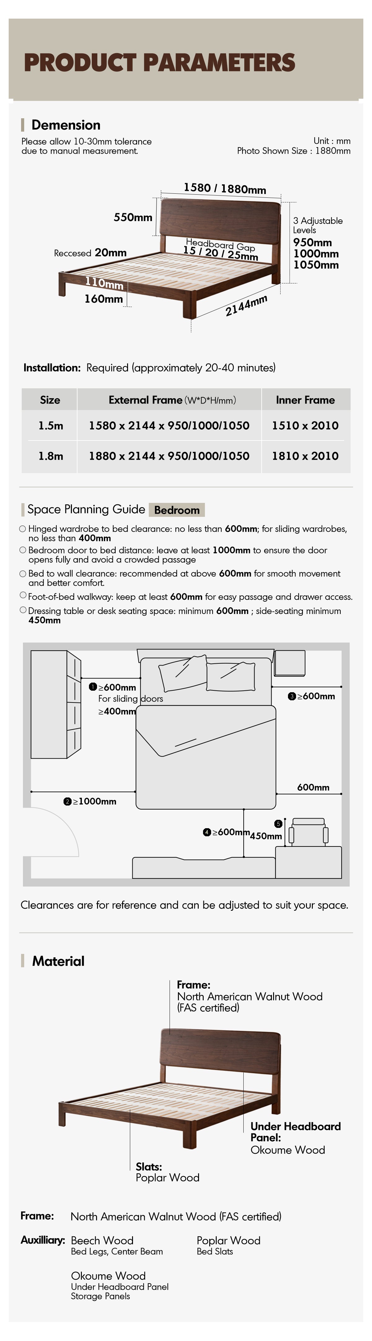 Japandi Walnut Wood Bed DUNE Good to Know - 8