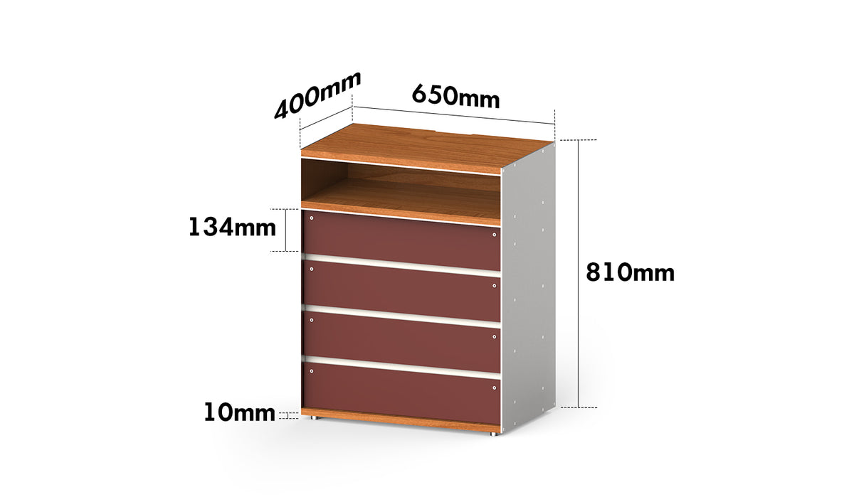 Bauhaus Aluminium Chest Of 5 Drawer GEOMETRIC Size Chart