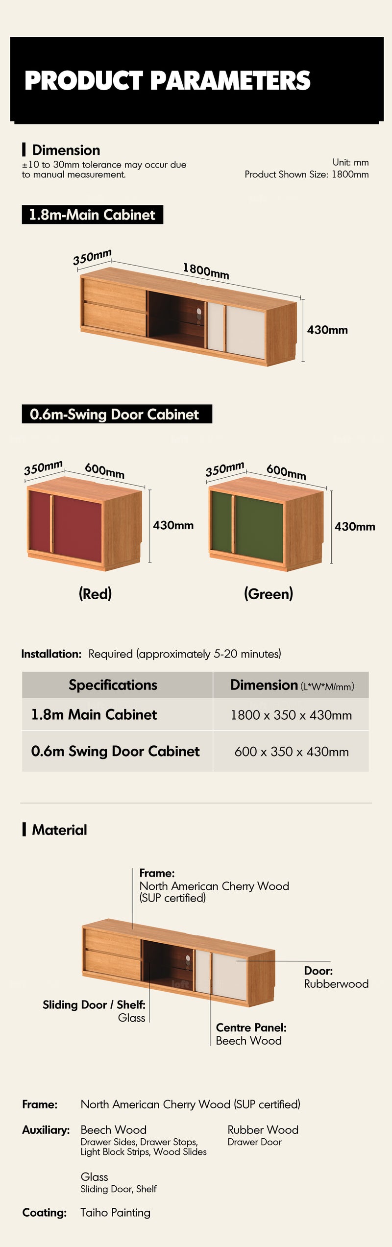 Bauhaus Cherry Wood TV Console TIME Good to Know - 13