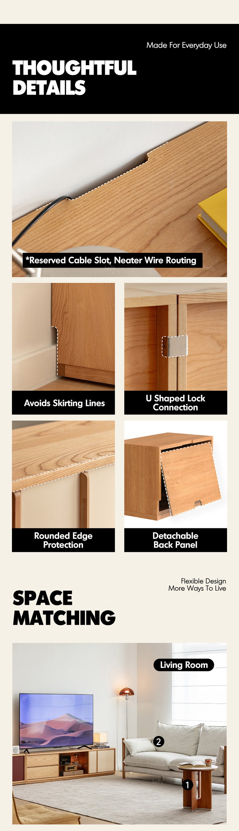 Bauhaus Cherry Wood TV Console TIME Good to Know - 7