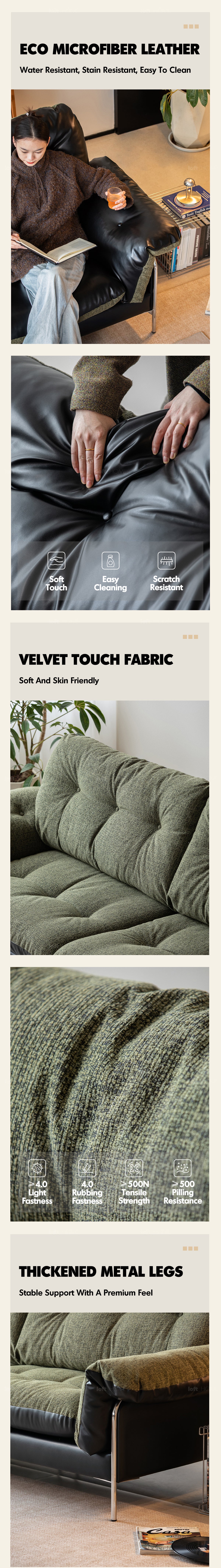 Bauhaus Microfiber Leather And Fabric Double Sided 2 Seater Sofa OASIS Good to Know - 2