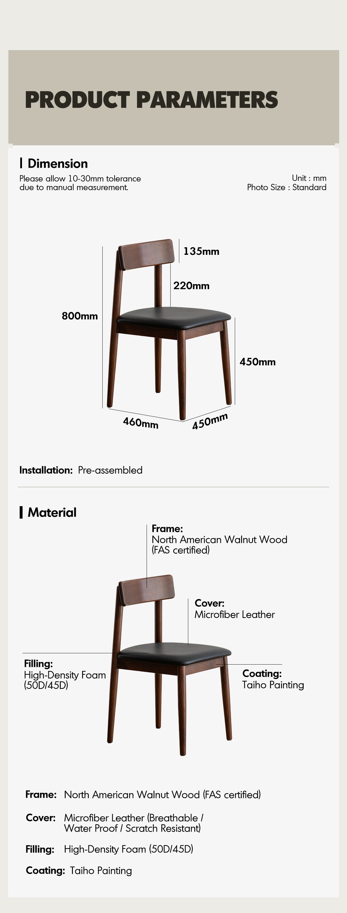 Japandi Walnut Wood Microfiber Leather Dining Chair GREEN Good to Know - 6
