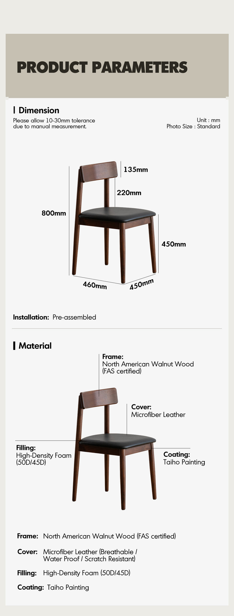 Japandi Walnut Wood Microfiber Leather Dining Chair GREEN Good to Know - 6