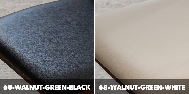 Japandi Walnut Wood Microfiber Leather Dining Chair GREEN Color Swatches