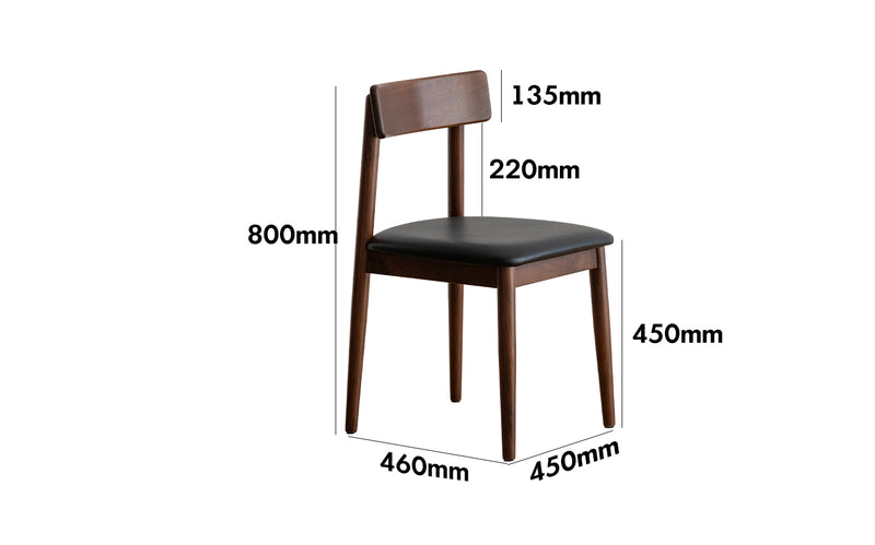 Japandi Walnut Wood Microfiber Leather Dining Chair GREEN Size Chart