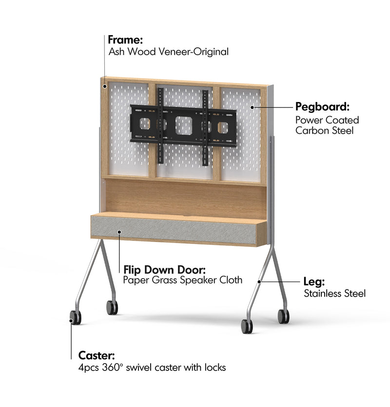 Minimalist Ash Wood Veneer TV Hanger ROAM Material Details Chart