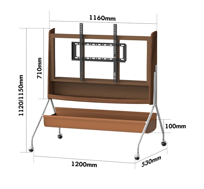 Japandi Walnut Wood TV Hanger SERENO Size Chart