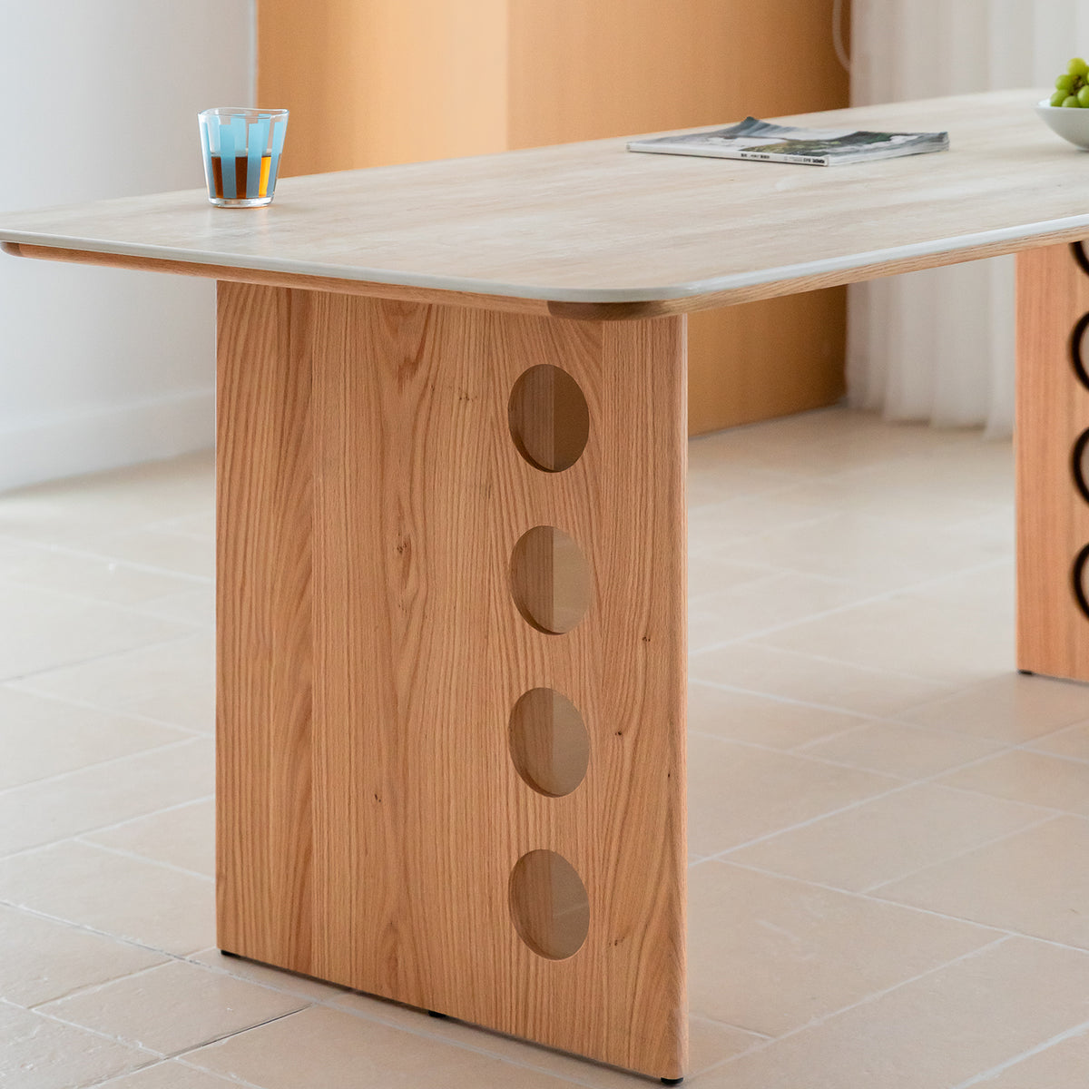 Scandinavian Oak Wood Sintered Stone Dining Table TIMELESS Color Swatches