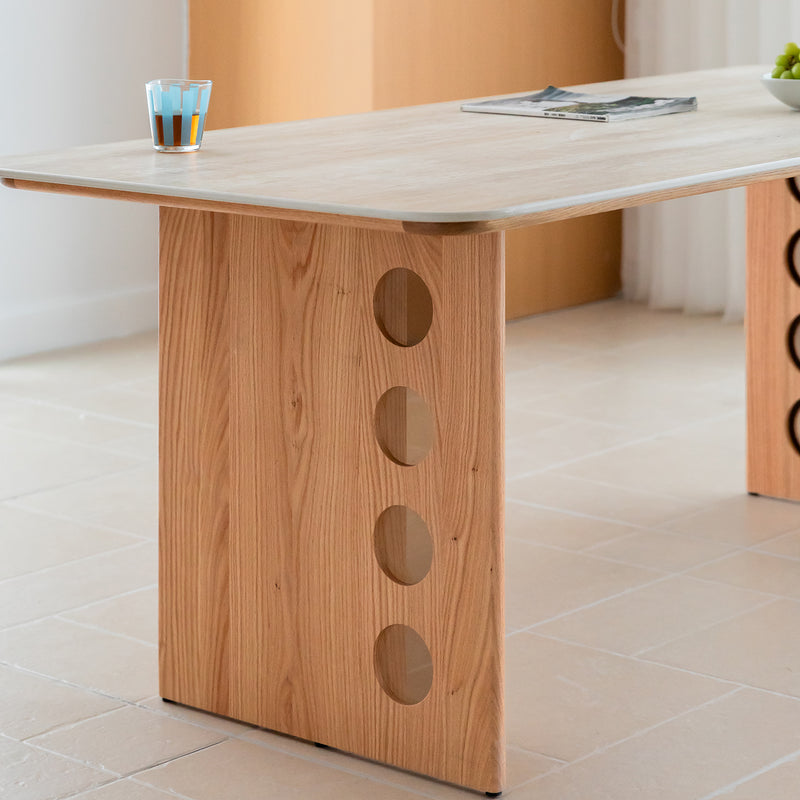 Scandinavian Oak Wood Sintered Stone Dining Table TIMELESS Color Swatches
