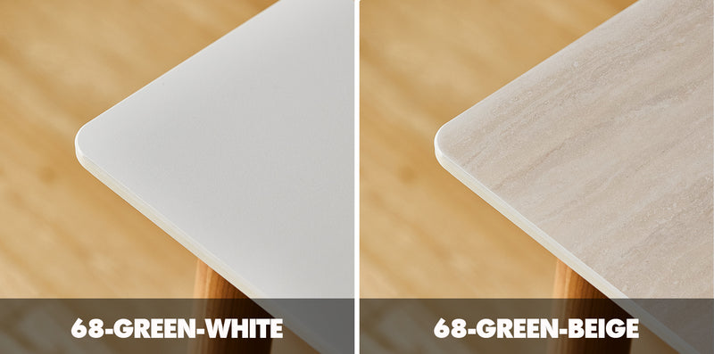 Scandinavian Oak Wood Sintered Stone Dining Table GREEN Color Swatches