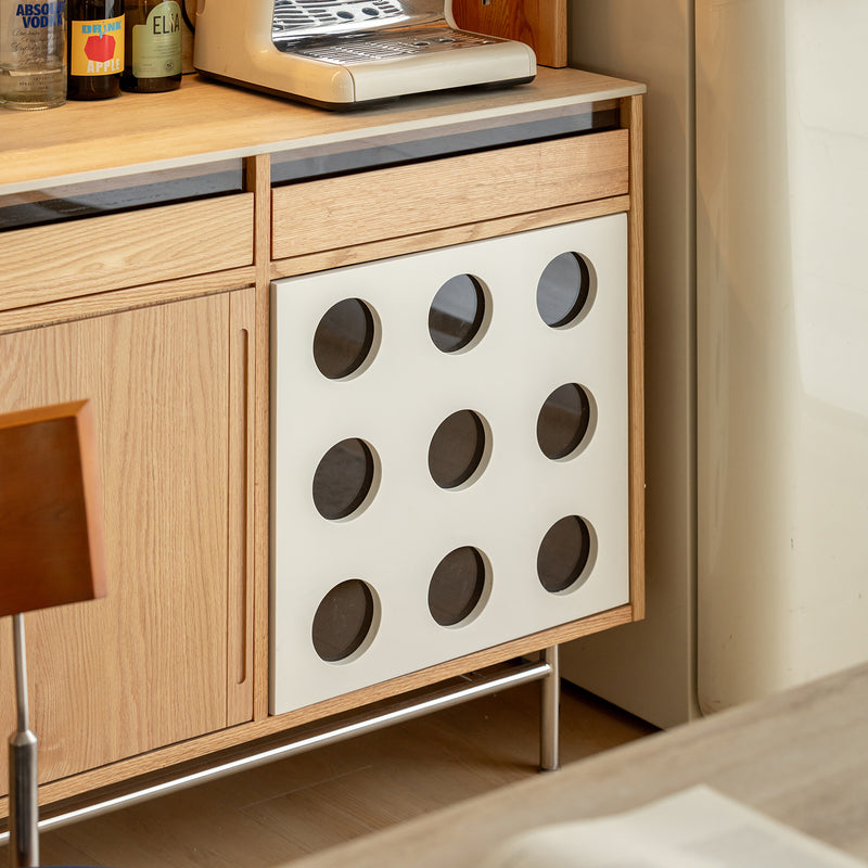 Scandinavian Oak Wood Sintered Stone Storage Side Cabinet TIMELESS Color Swatches