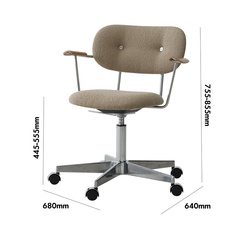 Bauhaus Boucle Fabric Study Chair AODO Size Chart