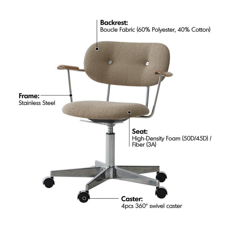Bauhaus Boucle Fabric Study Chair AODO Material Details Chart