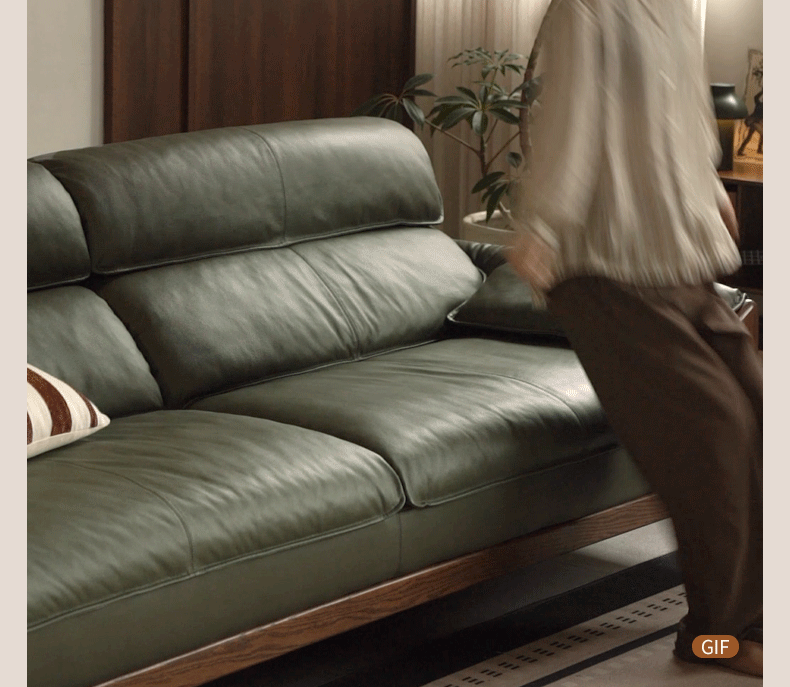 Japandi Oak Wood Genuine Leather 3 Seater Sofa KAPE Good to Know - 4