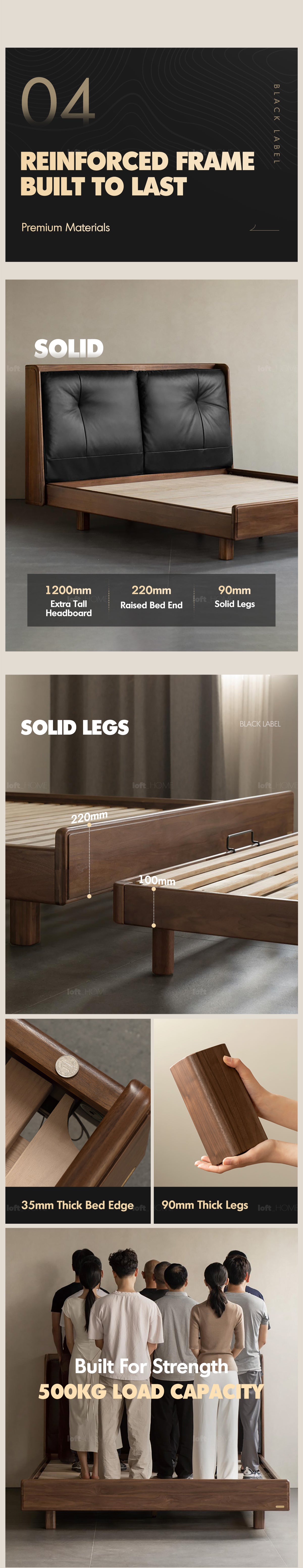 Japandi Walnut Wood Genuine Leather Bed NOIR Good to Know - 10