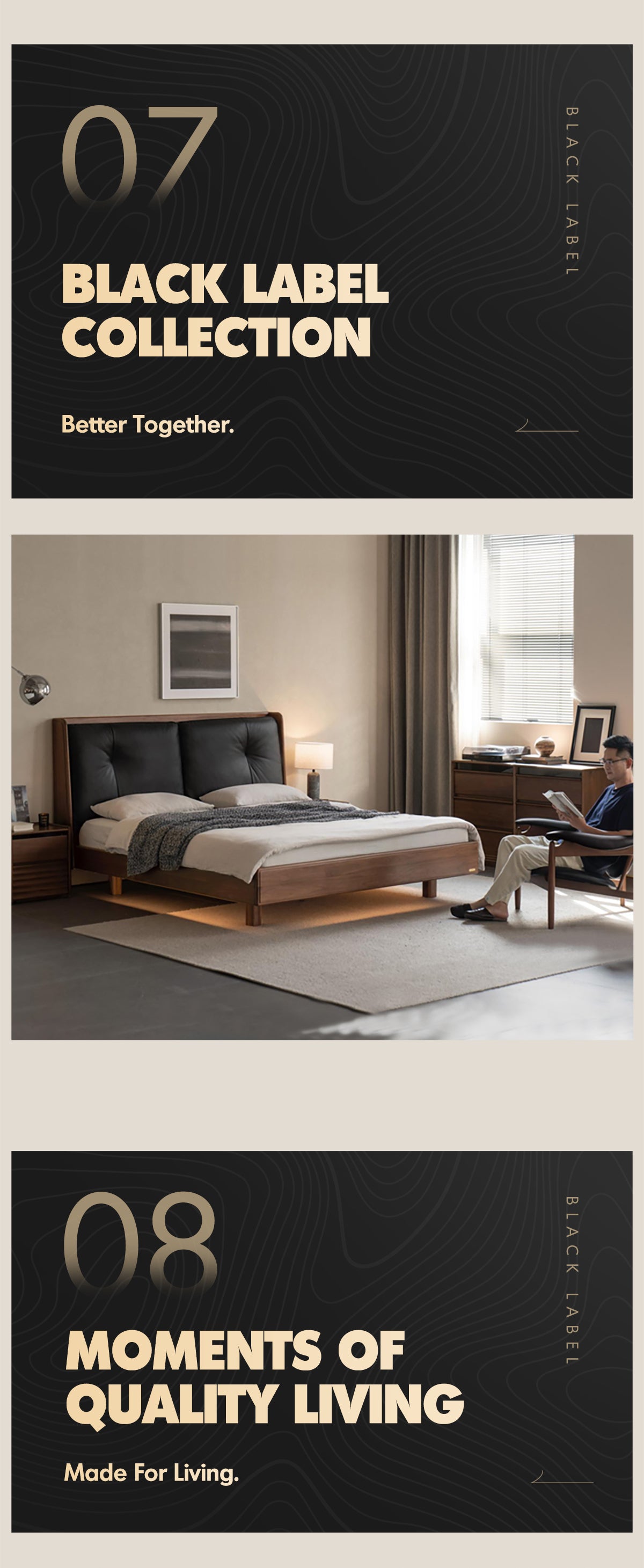 Japandi Walnut Wood Genuine Leather Bed NOIR Good to Know - 15