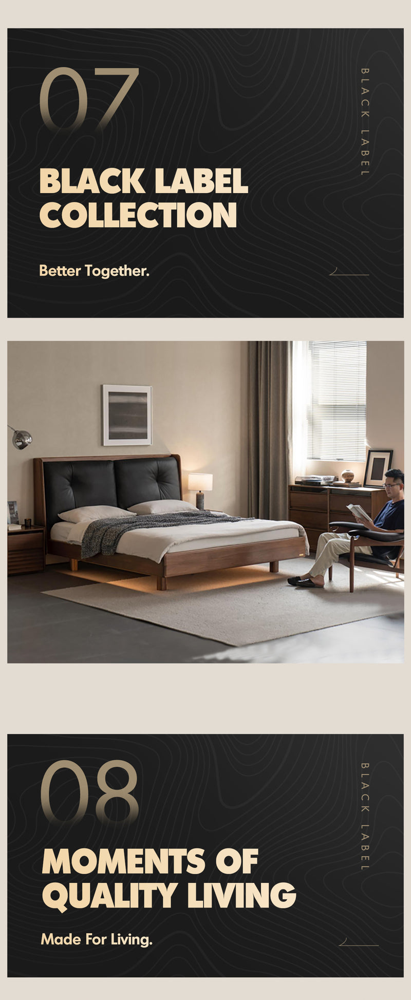 Japandi Walnut Wood Genuine Leather Bed NOIR Good to Know - 15